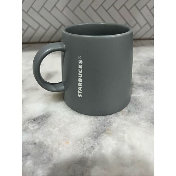 Starbucks Gray Ceramic Mug Wide Base 16 Ounce 2013 Embossed Vertical Logo - Picture 1 of 5